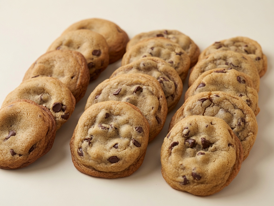 Fresh baked chocolate chip cookies on a tray